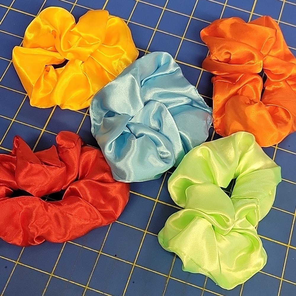 Bundle of  Colorful Satin 5" Scrunchies Light Up